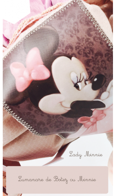 Lumanare de botez pentru fete cu jucarie de plus Minnie Mouse, 65x4cm, Lady Minnie  6